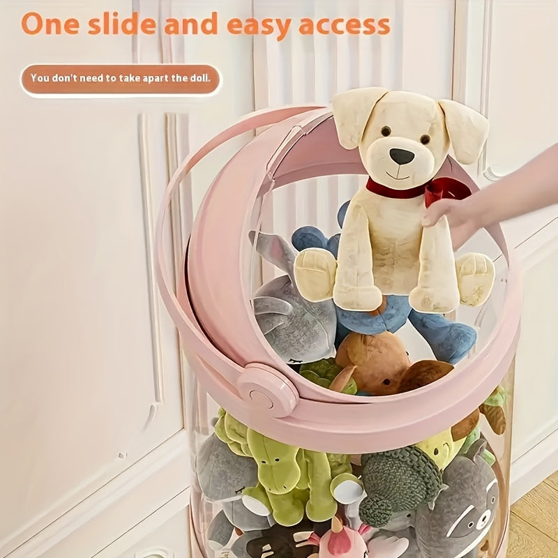 Waterproof Plastic Storage Bin for Dolls and Toys, Round, Organizing Container