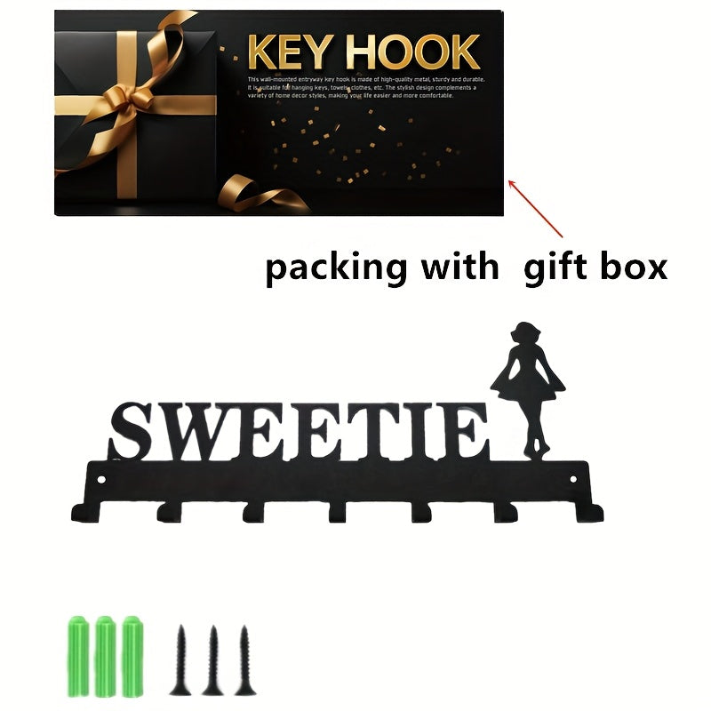 Metal Key Hook Rack for Entryway and Bathroom Organization with 5 Hooks