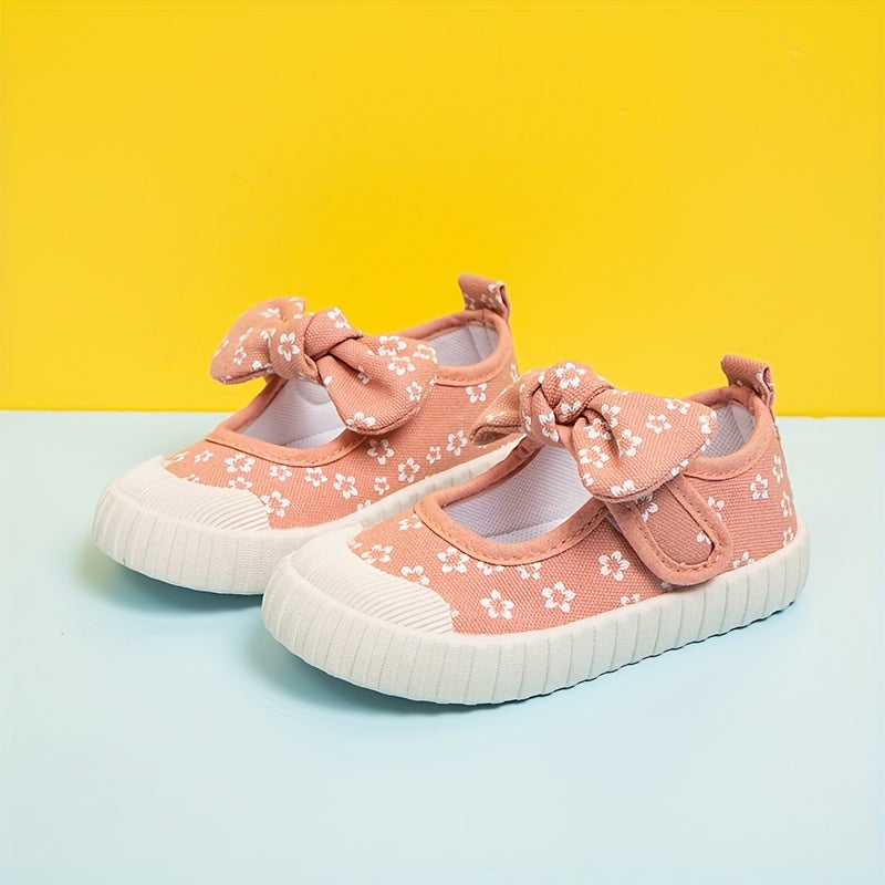 Girls' Color Block Sneakers with Bow Knot Lightweight Non-Slip Rubber Sole