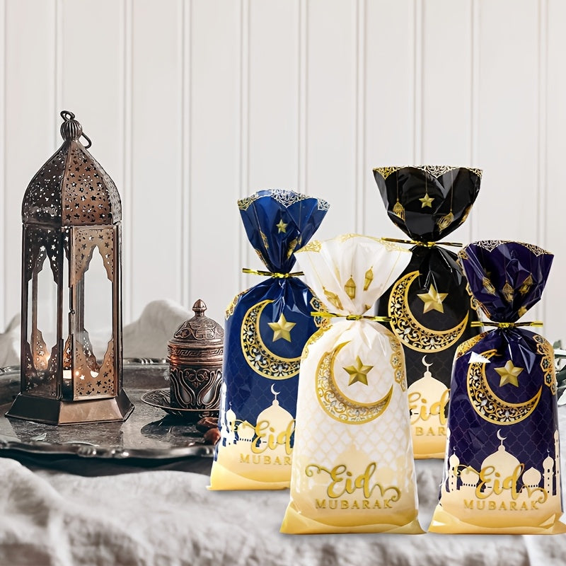 Eid Mubarak Candy Bags Set of 25 50 or 100 Black White Blue Plastic Ramadan Eid Decorations