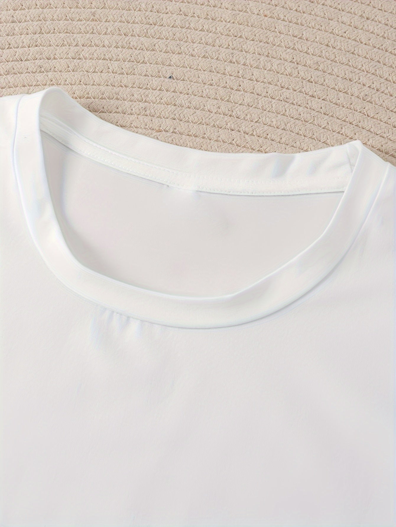 Women's Short-Sleeve Polyester Crew Neck T-Shirt with Letter Print