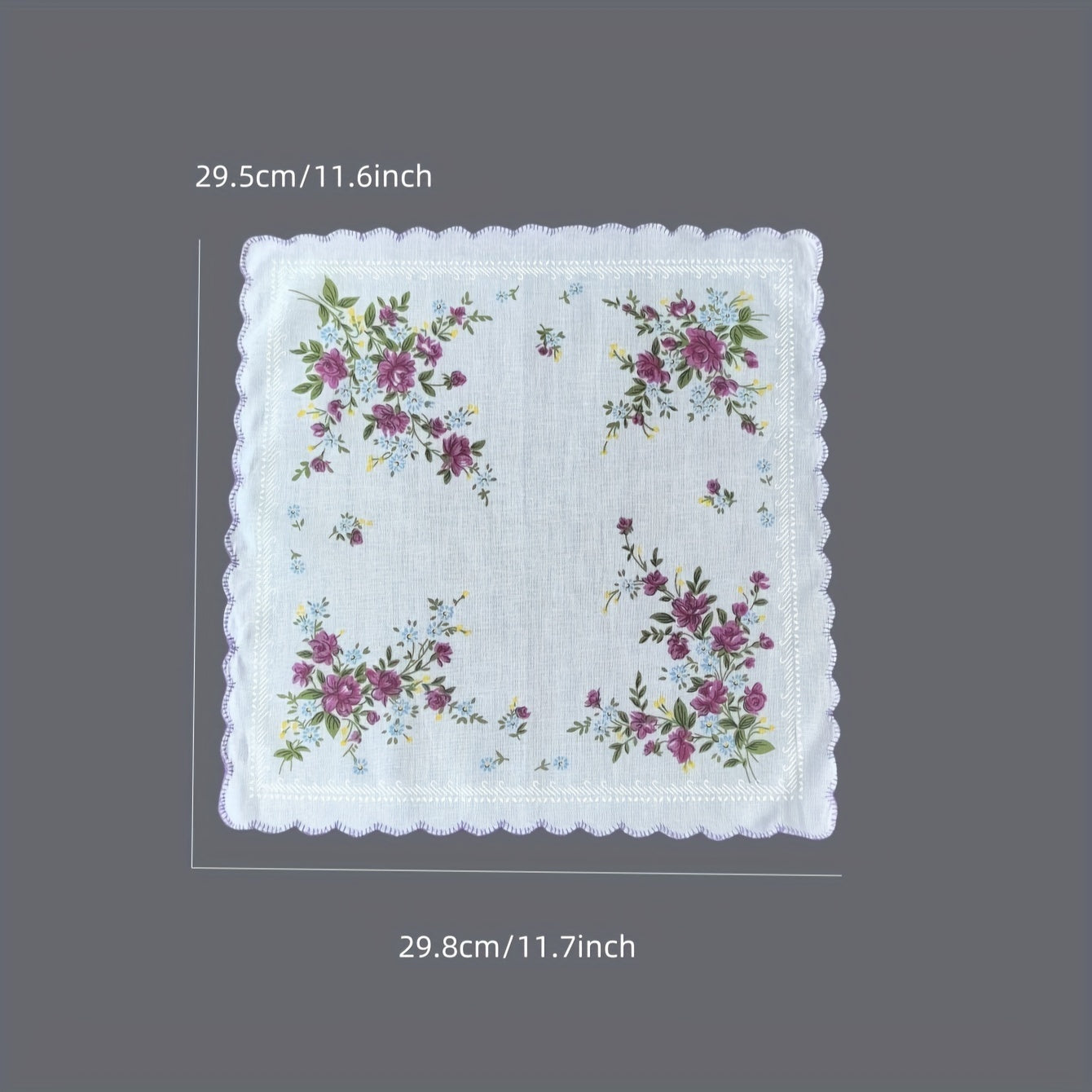 Women's Handkerchief Set of 6 Retro Style Printed Cotton 29.46cm