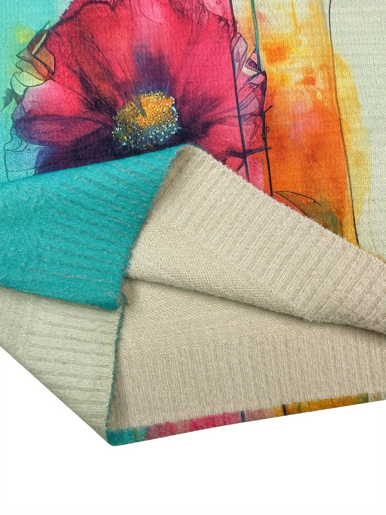 Suéter de talla grande para mujer, de corte holgado, poliéster spandex, estampado floral, cuello redondo, pulóver