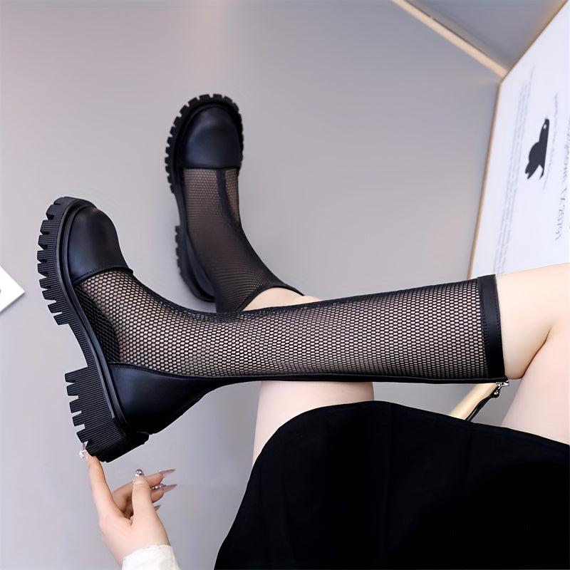 Women High Boots Polyurethane Casual Riding Shoes Large Size 43