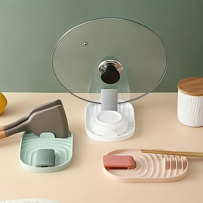 Reposaplatos plegable de plástico para espátula y cuchara con soporte para tapa de olla y organizador de cocina