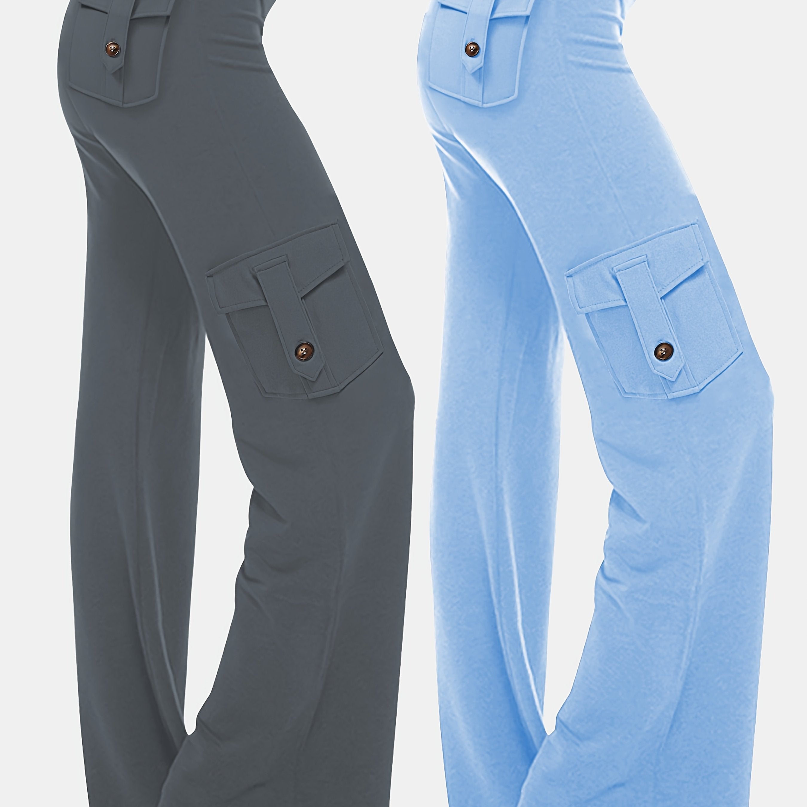 Plus Size Women's Skinny Wide Leg Pants with Pockets Moisture Wicking