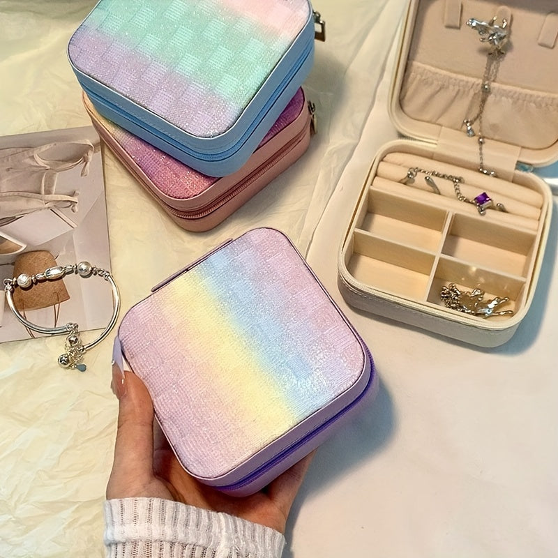 Шкатулка для хранения украшений для серег, ожерелий, колец, маленький дорожный органайзер