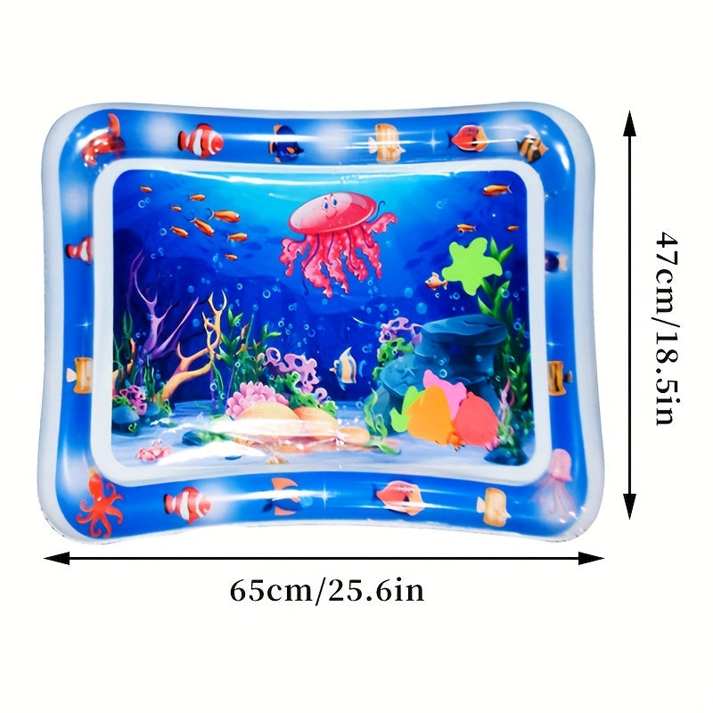 Inflatable Jellyfish Play Mat for Babies and Kids Underwater Sea Creatures Blue PVC