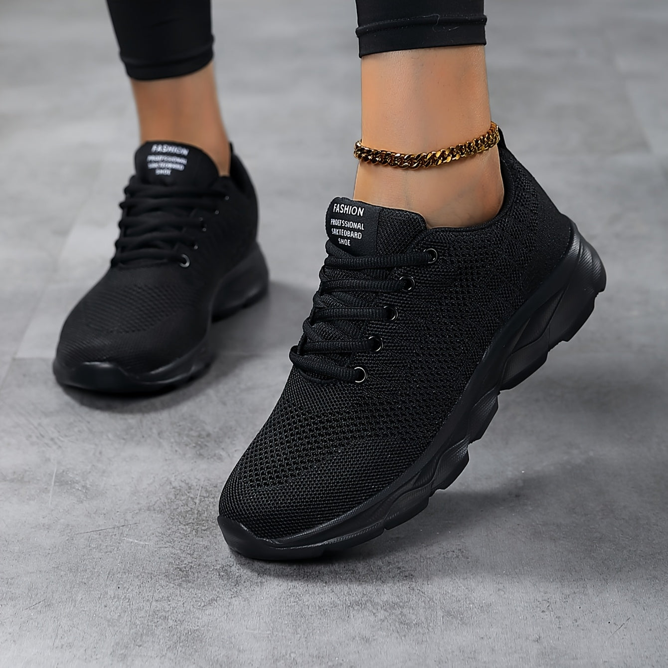 Women Breathable Mesh Knit Sneakers Allseason Casual Athletic Shoes Black White 35-44