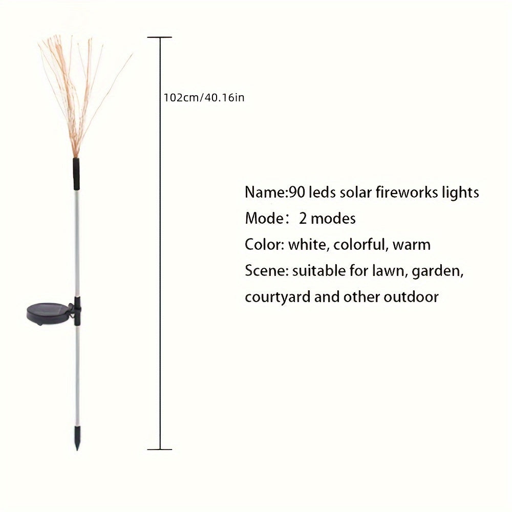 Solar Garden Firework Lights 90 LEDs Solar Powered Outdoor Pathway Patio Yard Decor