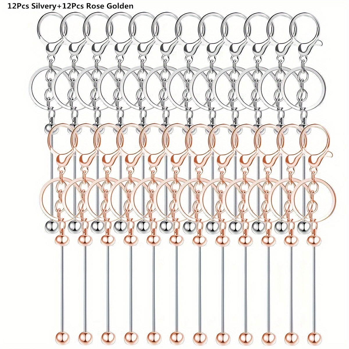 Unisex Gold Keychain with Christmas Beads for DIY Crafting and Gifts