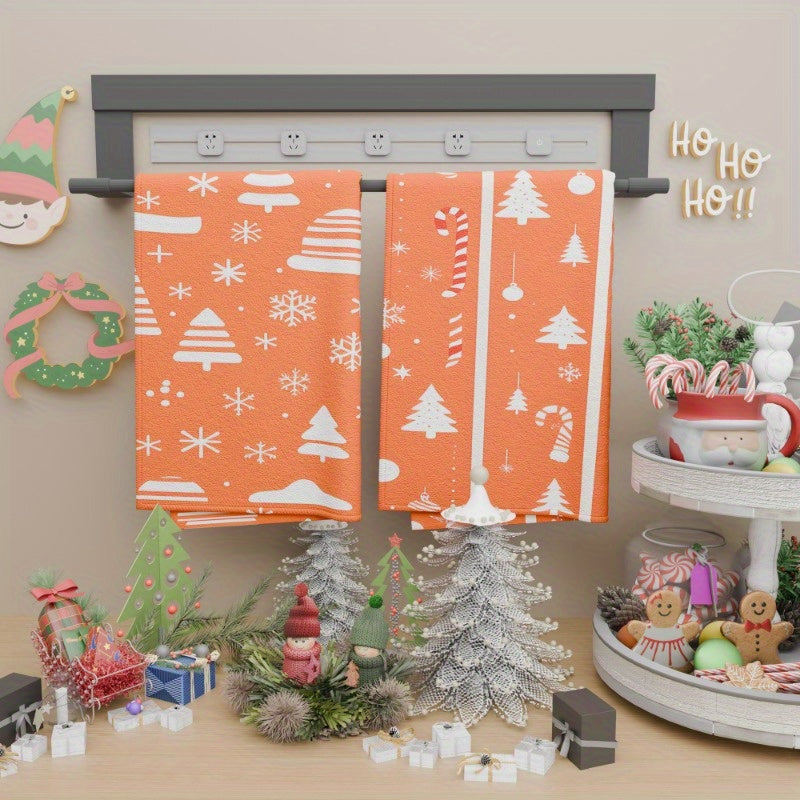 Set of 2 Christmas Kitchen Towels 18x26 Snowflake Merry Christmas Decor
