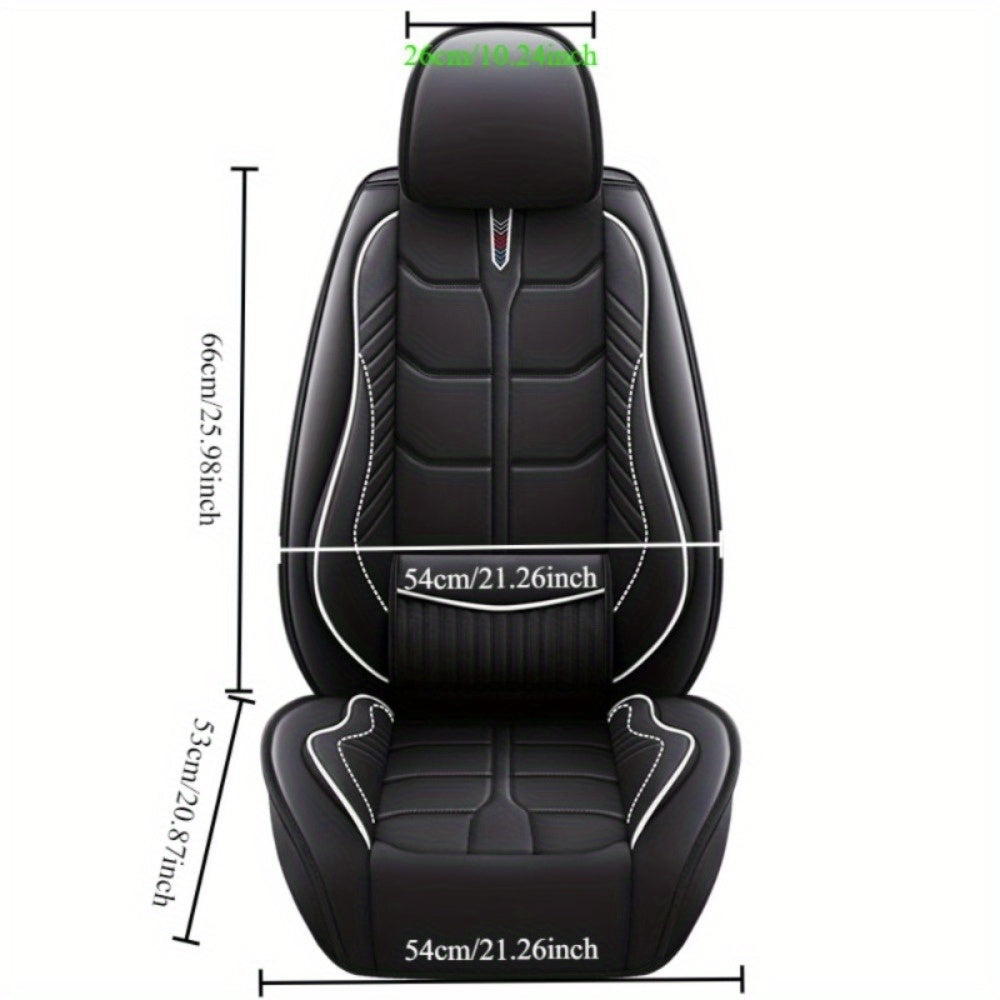 Universal Car Seat Cover Full Set Waterproof PU Leather Beige Full Coverage