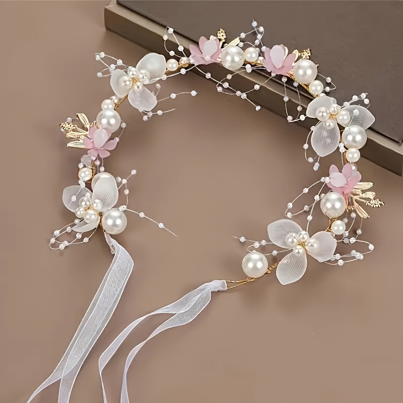 Faux Pearl and Floral Hair Accessory for Women and Girls Wedding Bridal Bridal Headpiece