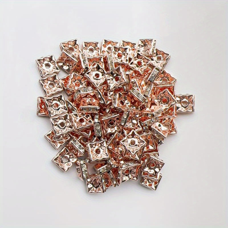 Pulsera de rueda espaciadora con diamantes y anillo de taladro cuadrado hechos a mano con diamantes de 6/8 mm