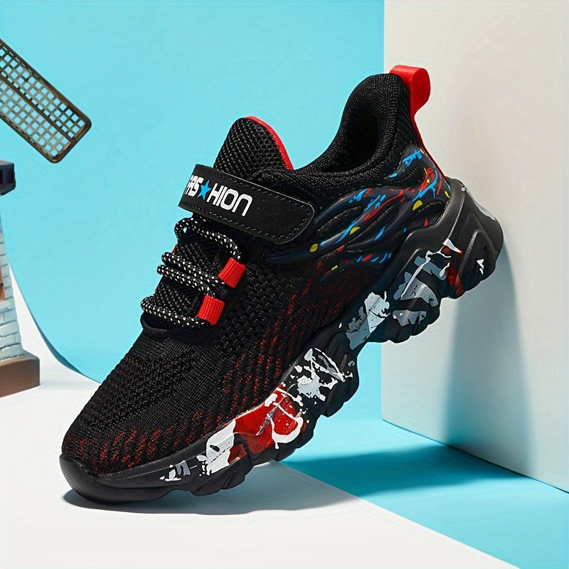 Kids Woven Knit Sneakers for Boys and Girls Casual Sports Mid Top Fabric Sole