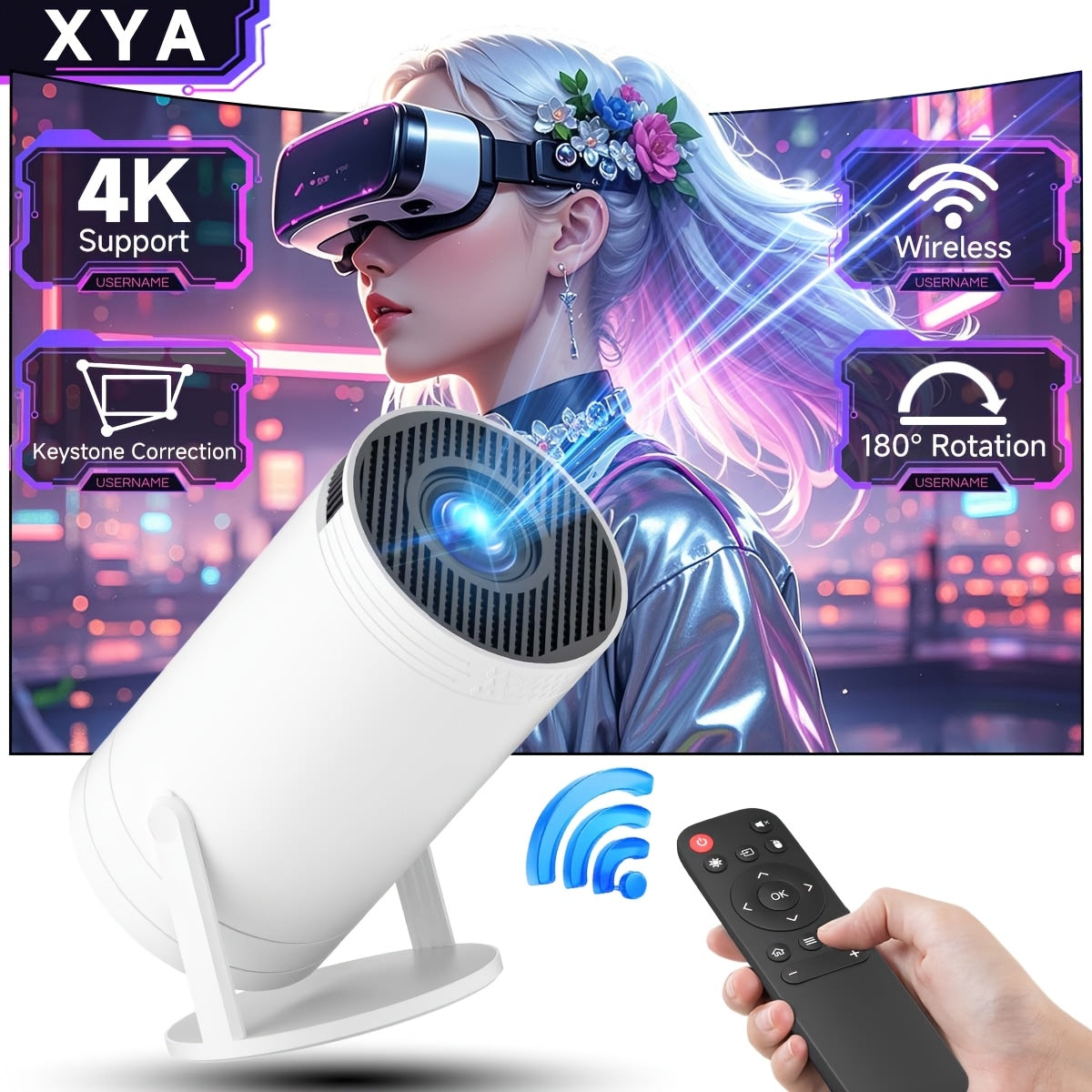 Мини портативный беспроводной видеопроектор 4K HD с встроенными ТВ-приложениями