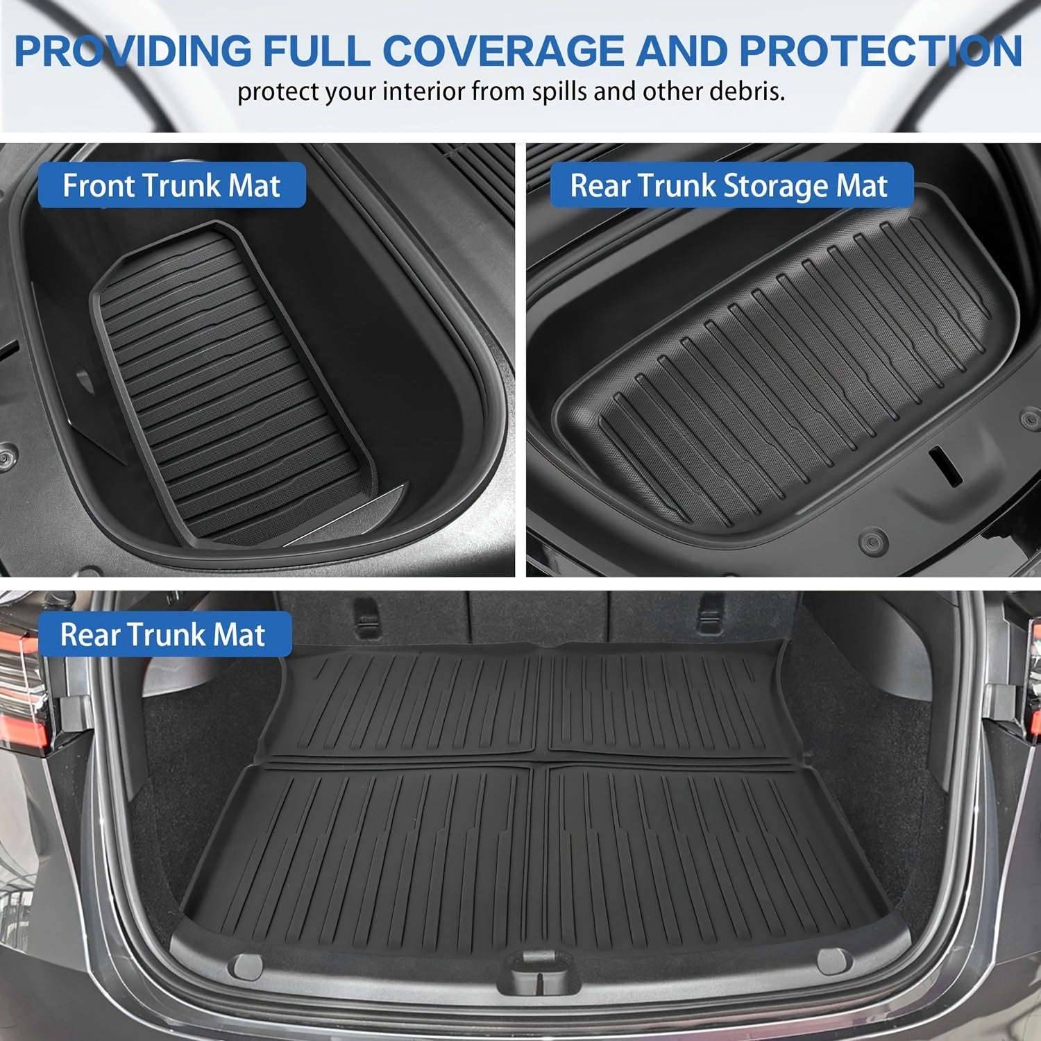 All-Weather Rear Floor Mats for Tesla Model Y 2021-2023 Custom Fit Cargo Liner