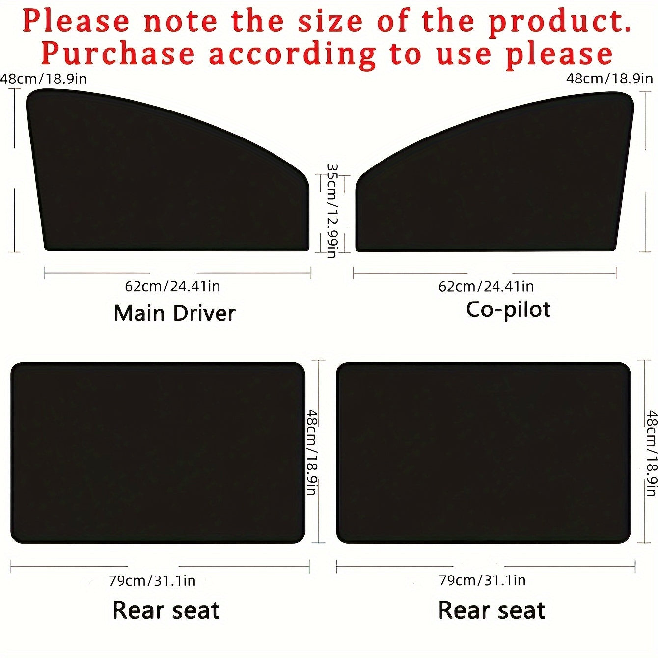 Car UV Protection Sunshade Cover 4-Pack Mesh Window Curtains for Front Rear