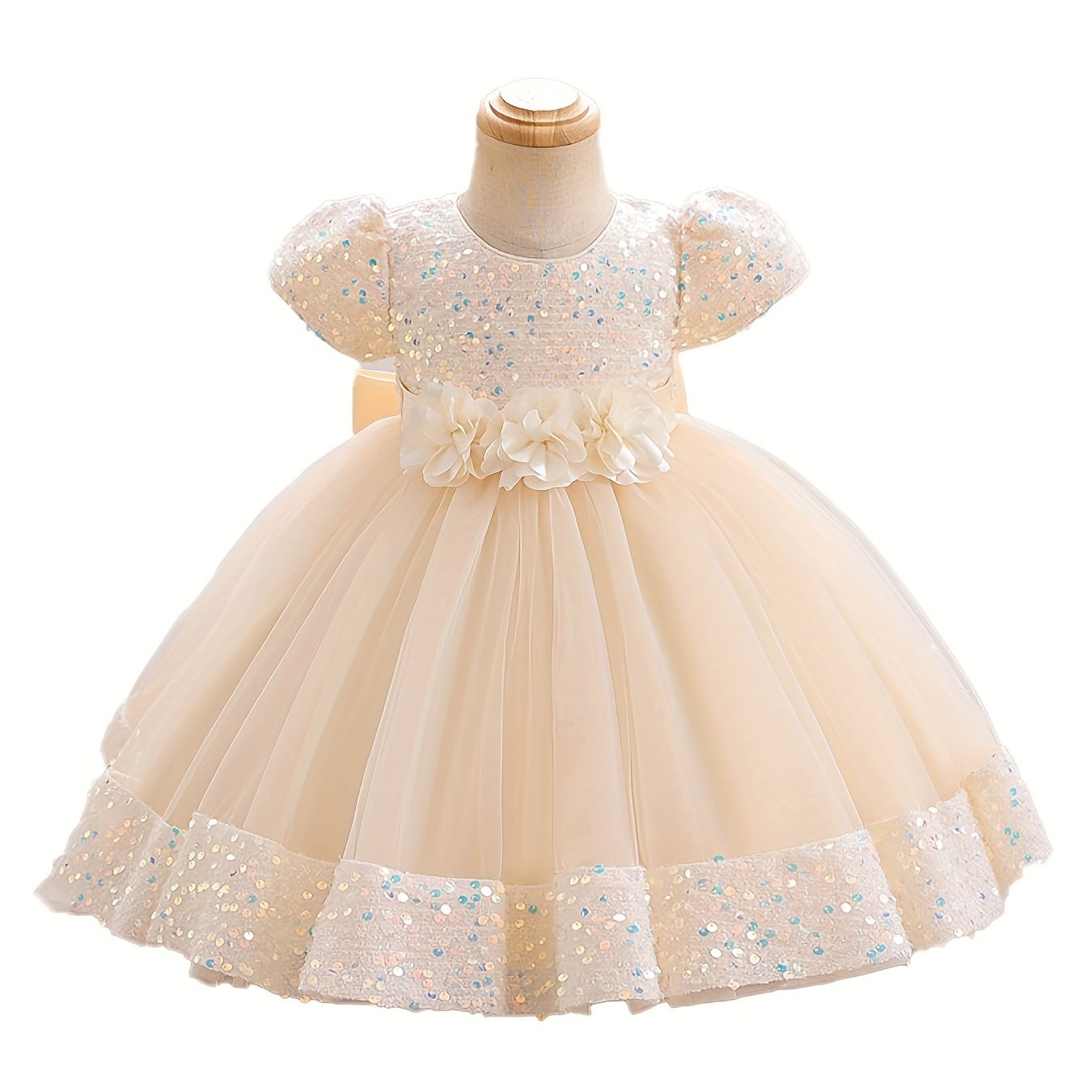 Girls Red Princess Dress with Sequin Tulle Overlay Boho Style for All Seasons