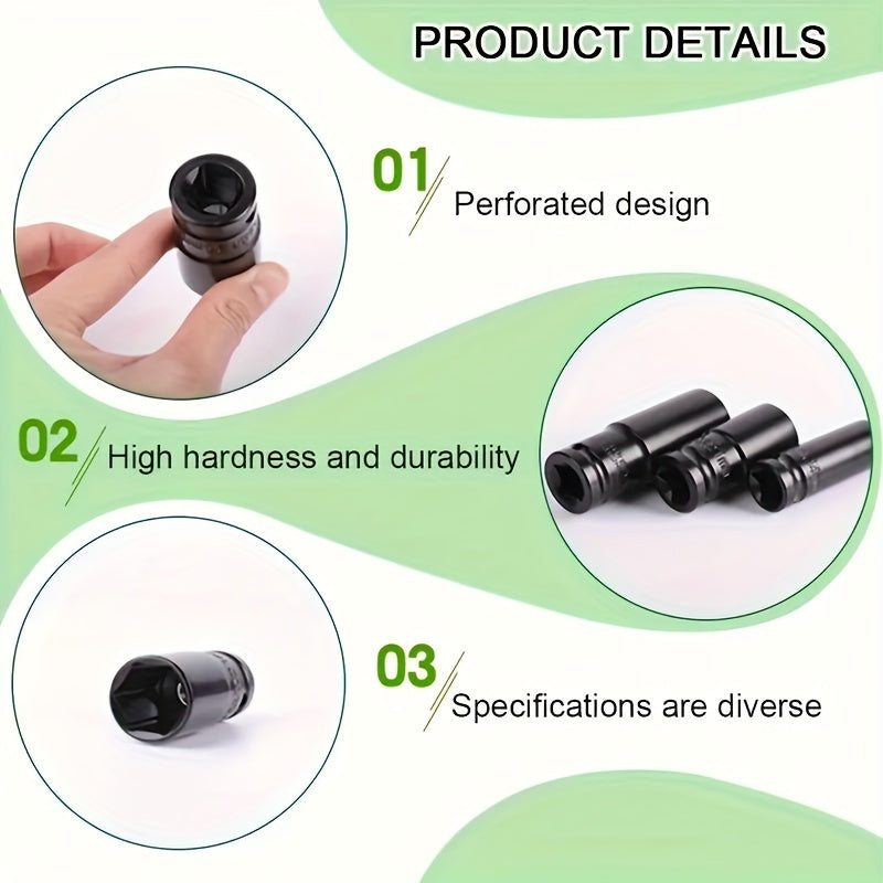 10 Pieces Impact Socket Set 1/2 Inch Deep Drive Carbon Steel Auto Repair