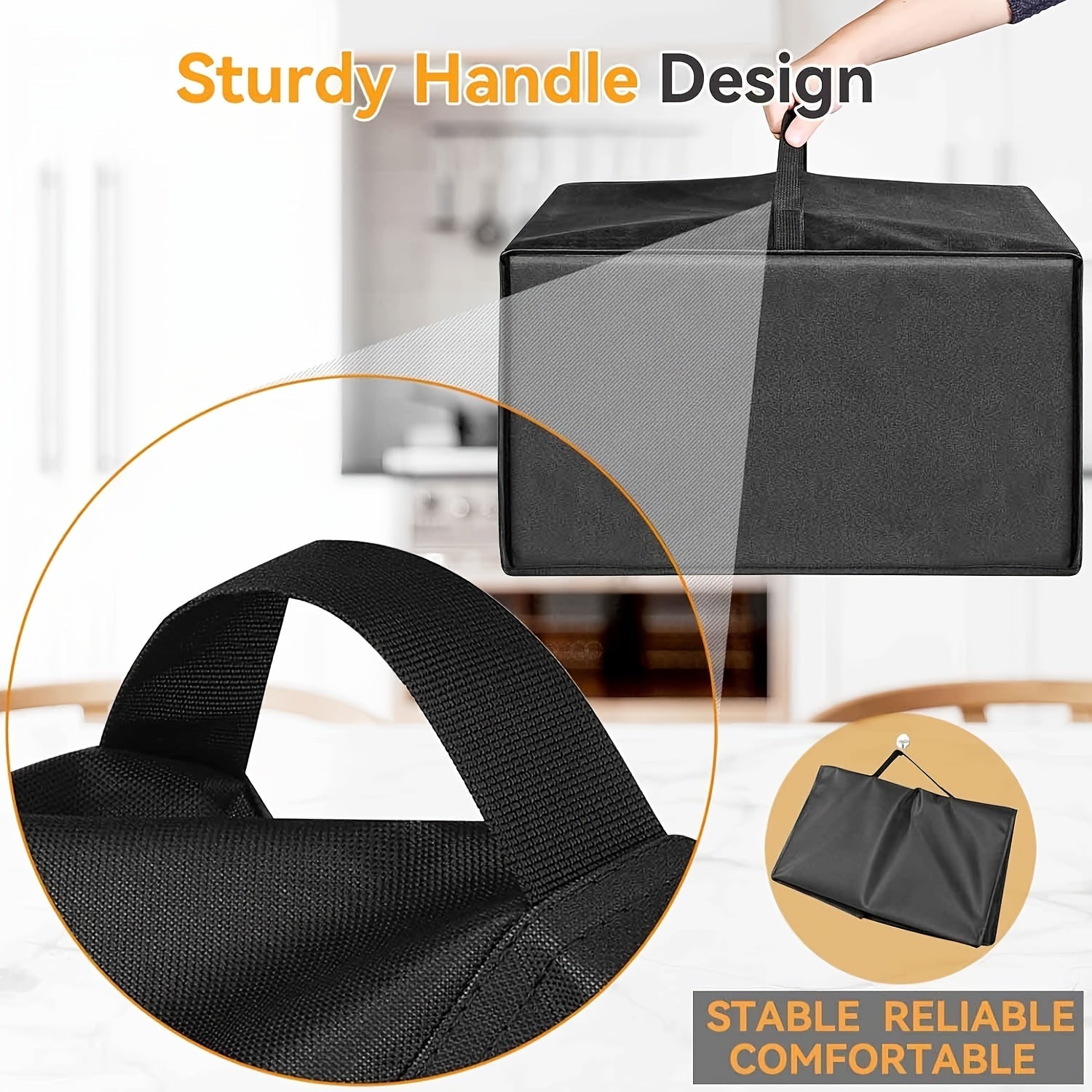 Black Gray Waterproof Microwave Oven Cover Foldable Dust Protector with Handle