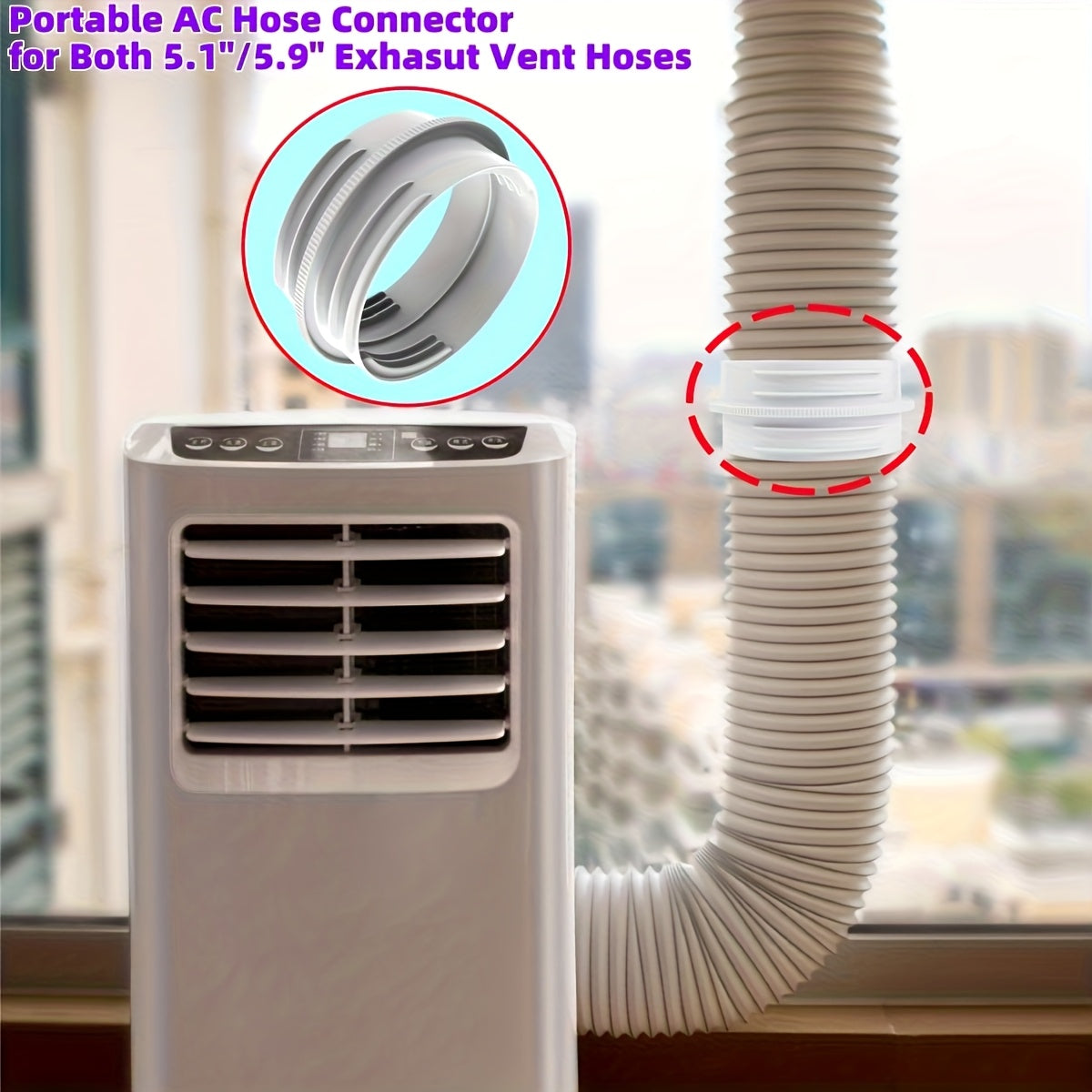 Portable AC Exhaust Hose Connector 12.95cm 14.99cm ABS Plastic Durable Heat Insulation