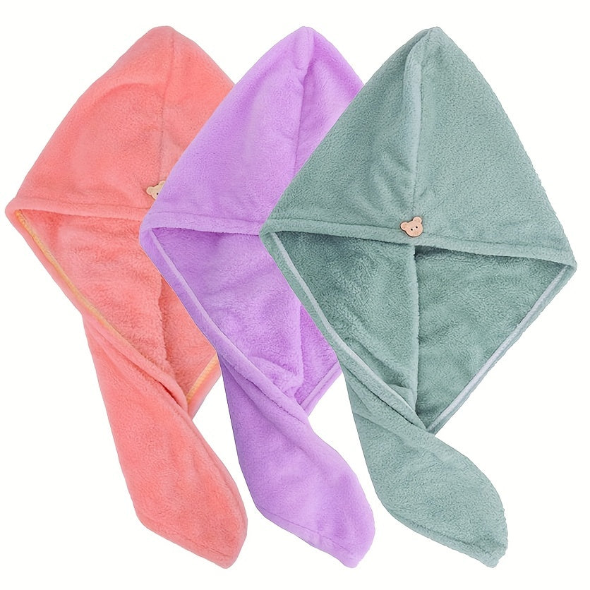 Super Soft Microfiber Hair Towel with Buttons for All Hair Types Women