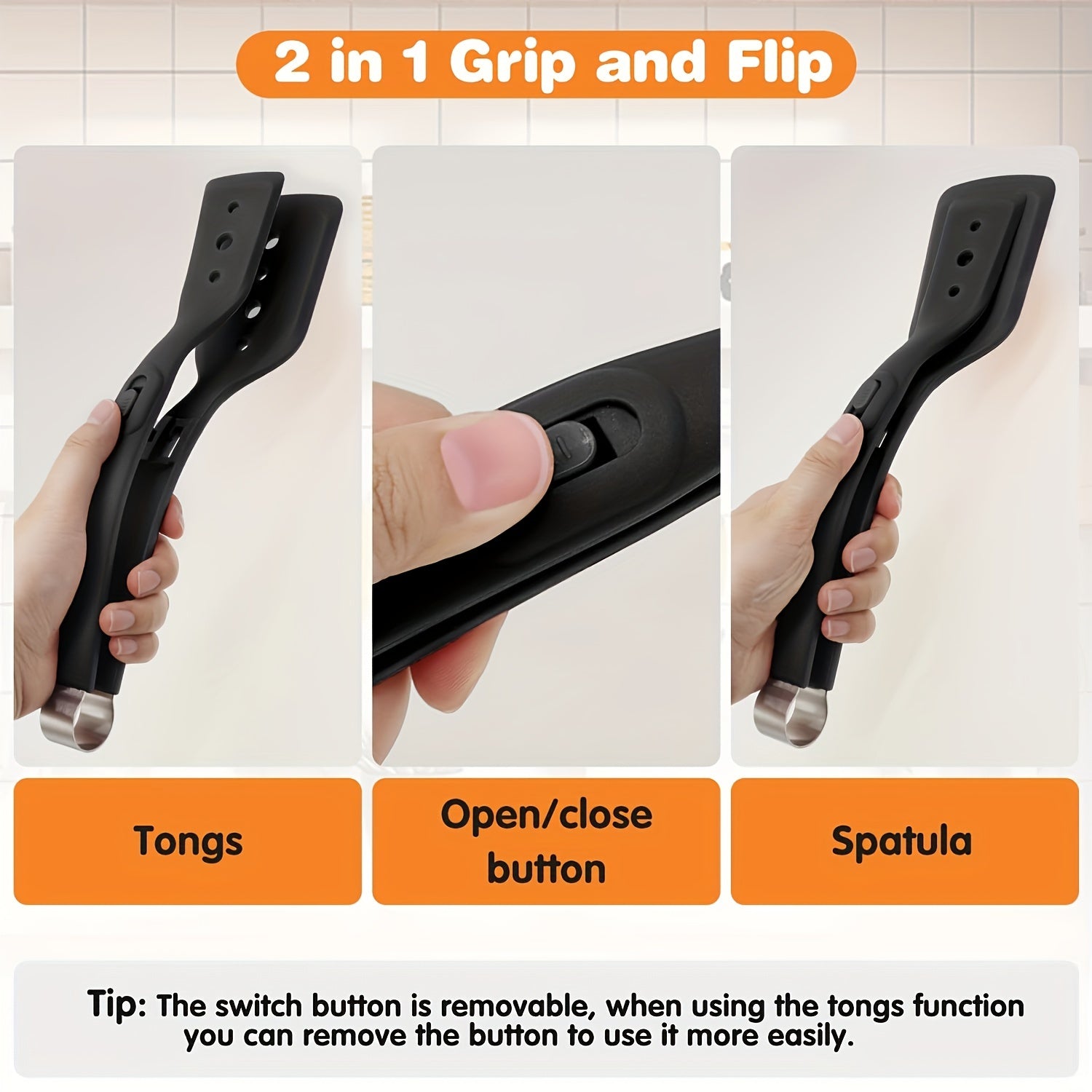 Многофункциональные кухонные щипцы из нержавеющей стали и силикона - прочные, термостойкие, регулируемые для барбекю, хлеба, рыбы, яиц, стейков, блинов и салатов - антипригарный кухонный инструмент