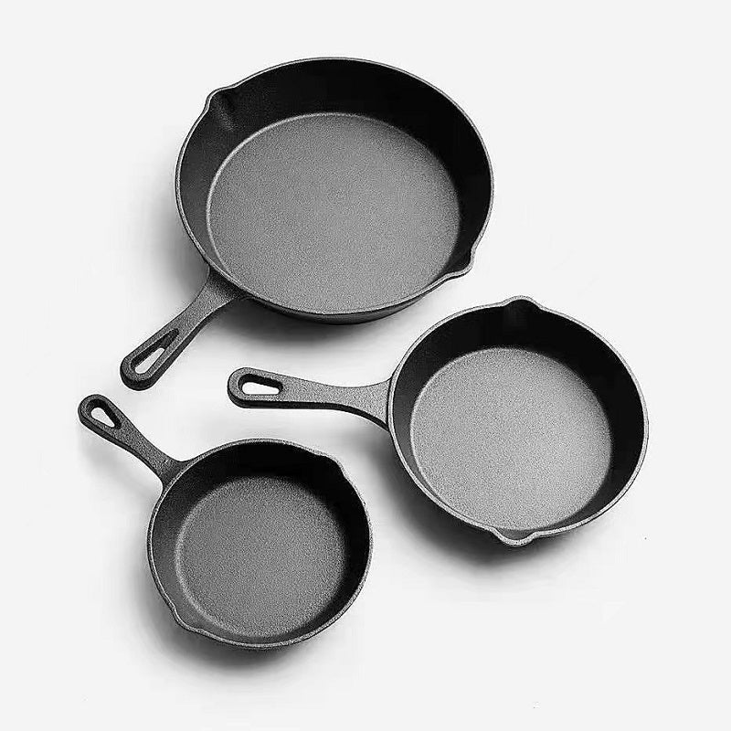 Cast Iron Skillet with Drip Spouts 10 Inch Multi-Functional Indoor Outdoor Cooking