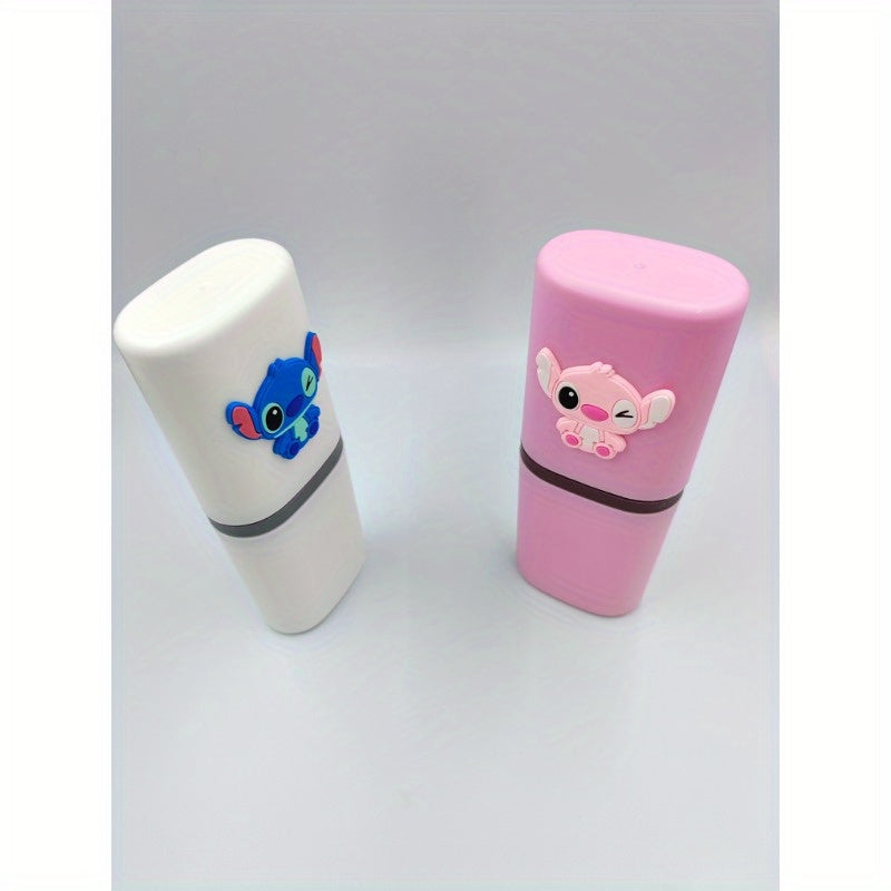Kids Plastic Travel Toothbrush Holder and Cup Set with Toothpaste Storage