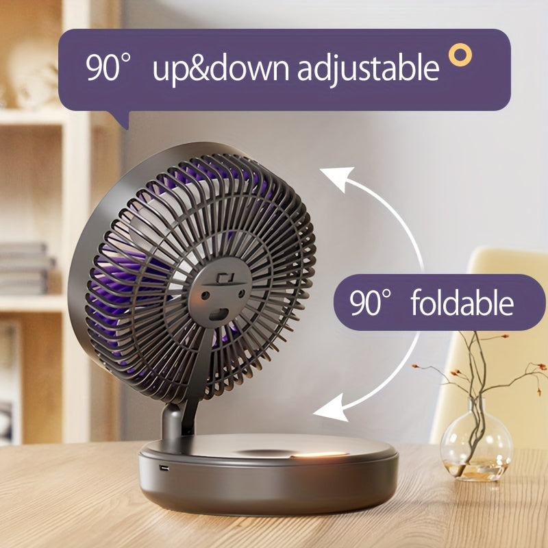 3-in-1 Rechargeable Circulation Fan with Night Light, Foldable, Portable