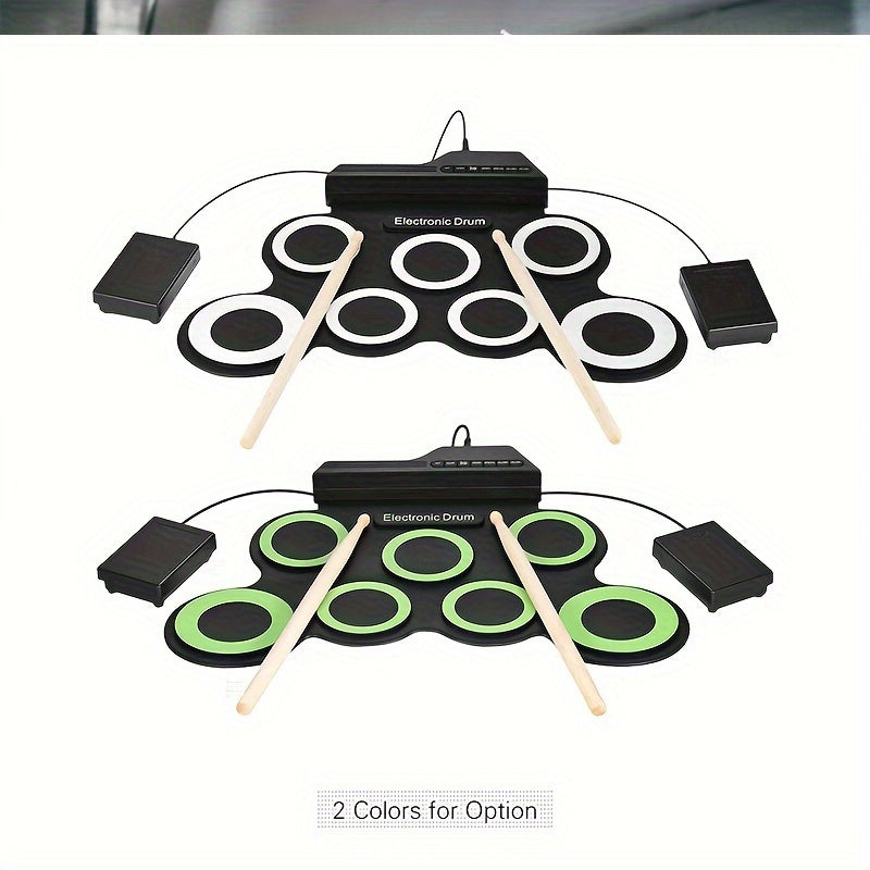 Портативный электронный барабанный комплект для начинающих с USB MIDI, разъемом для наушников и встроенным метрономом