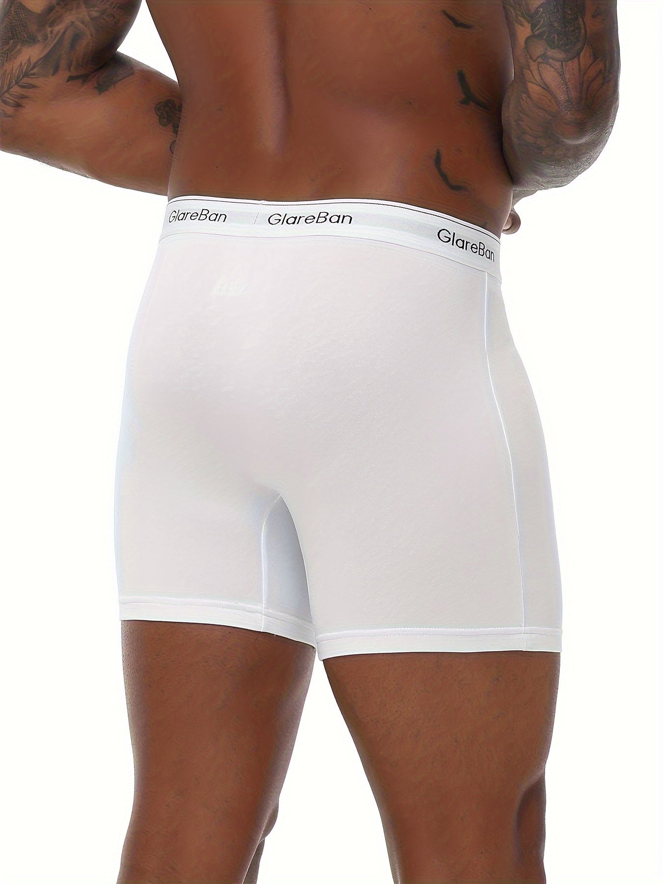 Men's White Boxer Briefs 5-Pack Polyester Elastane Breathable Comfortable