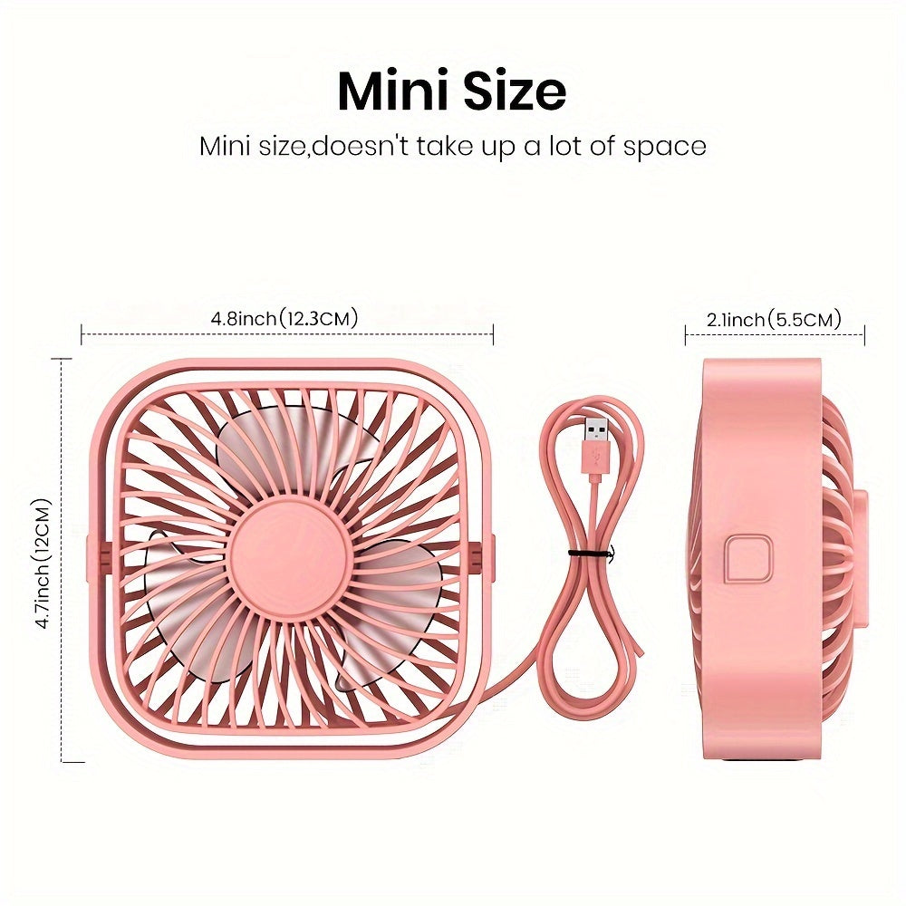 Mini USB Desk Fan Portable Quiet Table Fan with High Airflow for Bedroom RV Ventilation