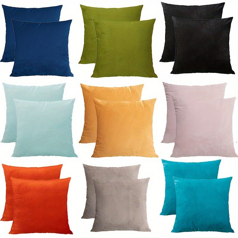 Velvet Throw Pillow Cover 2-Pack, Solid Color, Zipper Closure, for Living Room and Bedroom