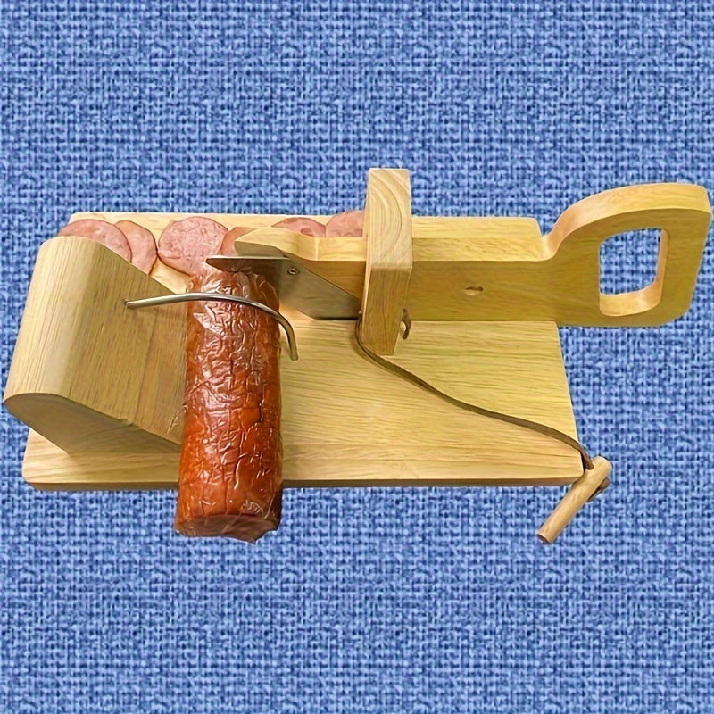 Manual Oak Wood Fruit and Vegetable Chopper with Stainless Steel Ham Slicer