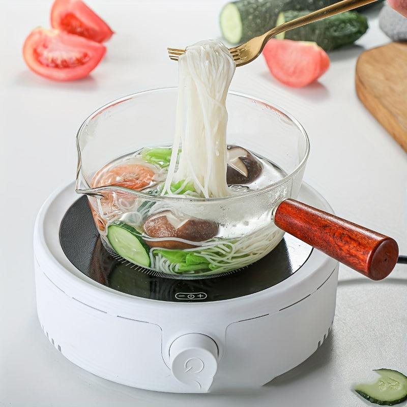 Cookware Set with Redwood Handles 600ml and 400ml Glass Pots for Soup and Desserts