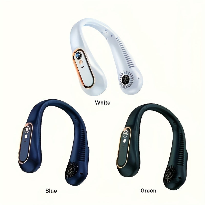 Neck Fan USB Rechargeable Adjustable 5-Speed Digital Display Bladeless Cooling Device