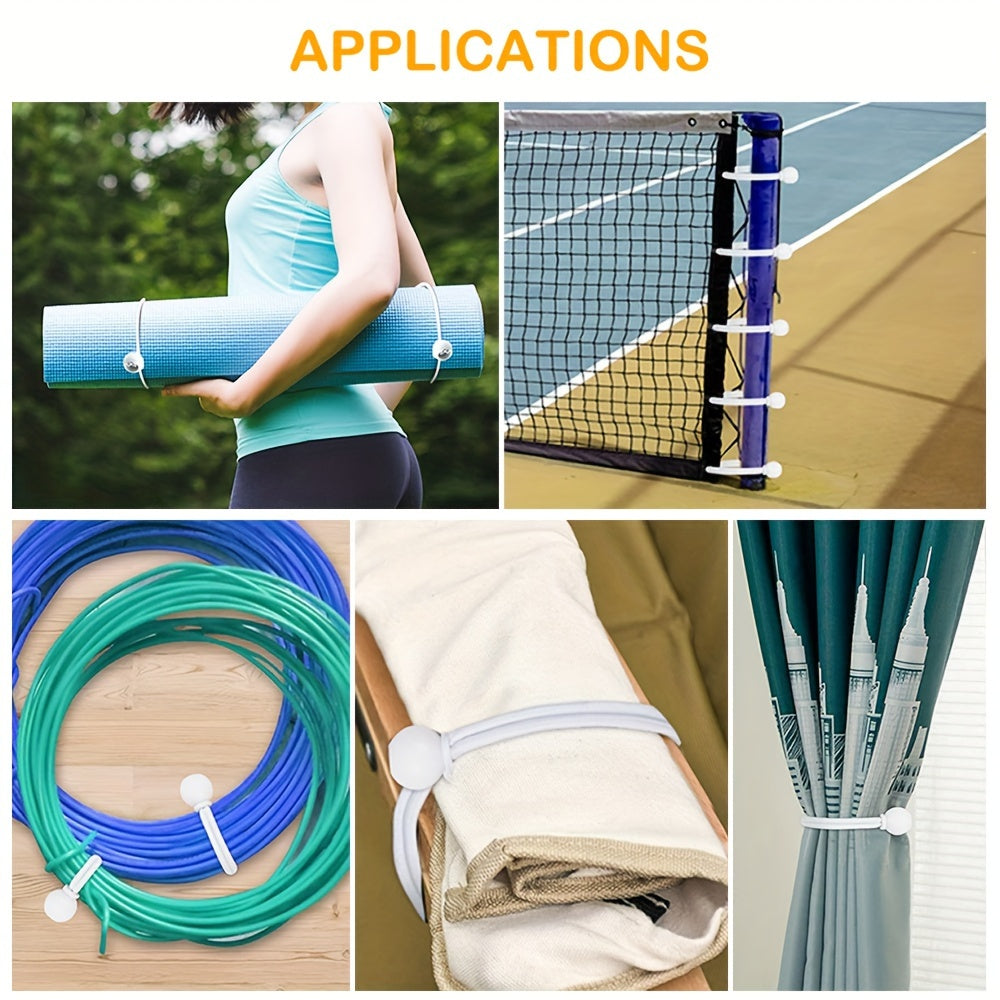 20/50 Pack Heavy-Duty White Bungee Cords for Camping, RV, Indoor Outdoor Use