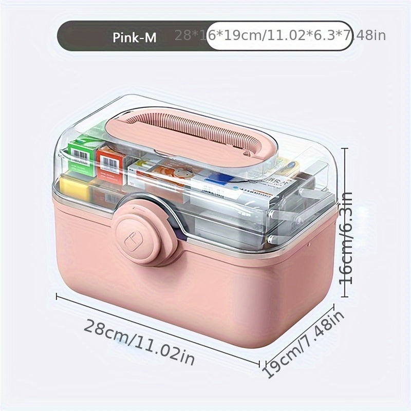 Portable First Aid Kit with Pill Organizers for Family Medicine Storage Durable Plastic White