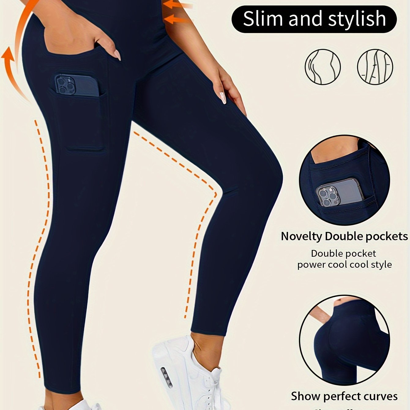 Leggings elásticos de cintura alta con bolsillos para adultos