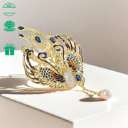 Colorful Phoenix Brooch with Natural Pearl Tassel Elegant Jewelry Gift for Special Events
