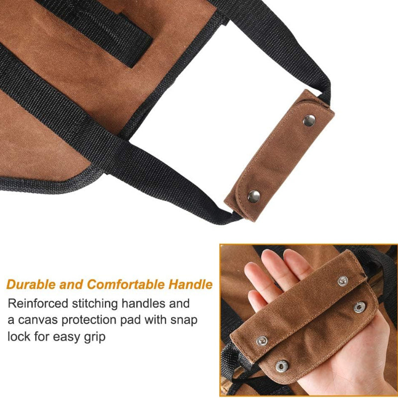 Uchta PVC yong'in yog'ochi saqlash sumkasi to'plami, qulay tutqichlar, mustahkamlangan tasma va kuchaytirilgan asos bilan mustahkam qurilishi - yong'in yog'ochini saqlash, yog'ochlarni olib yurish, ichki sayohatlar va bayram sovg'alari uchun mukammal.