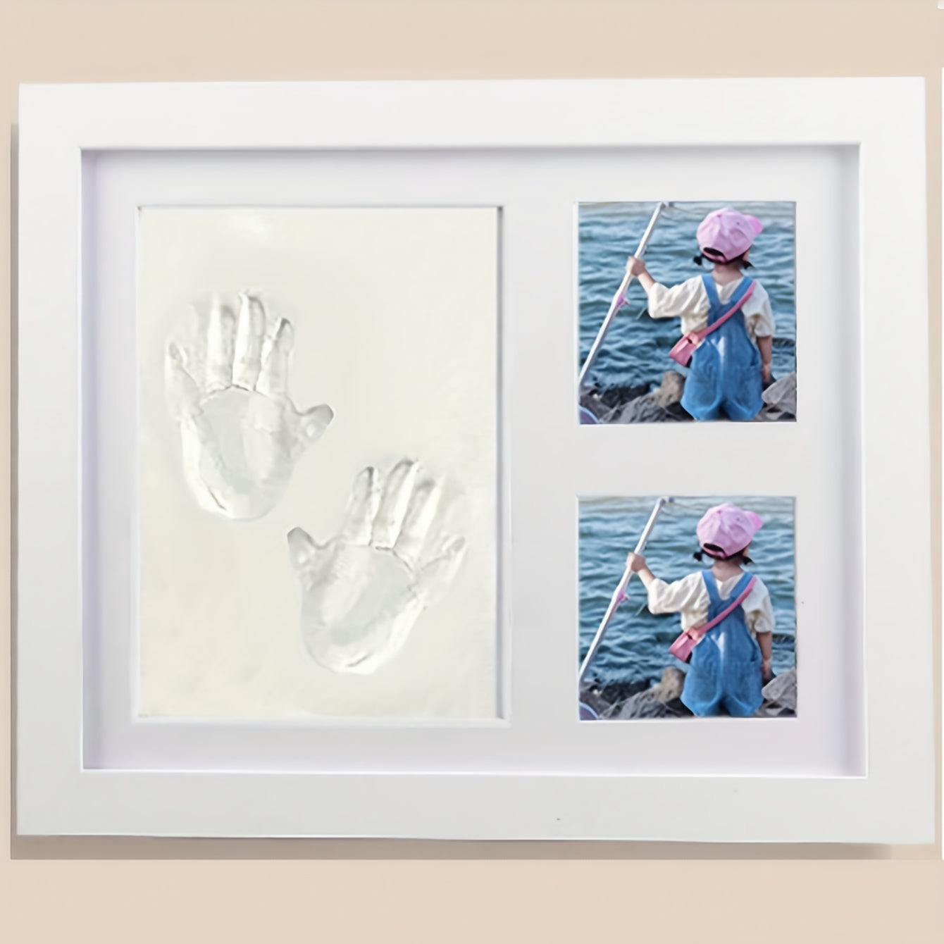 Wooden Keepsake Frame for Baby Hand and Footprint Gift for Boys and Girls