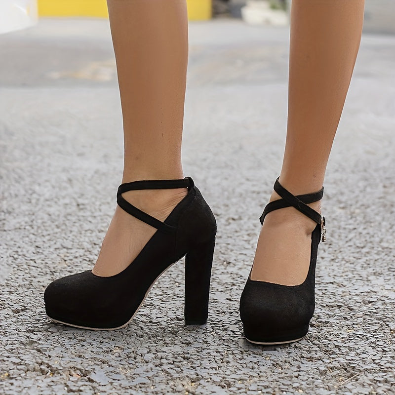 Women's High Heels Black and Red Chunky Heel Round Toe Breathable Fabric Sparkle for Weddings Work Casual