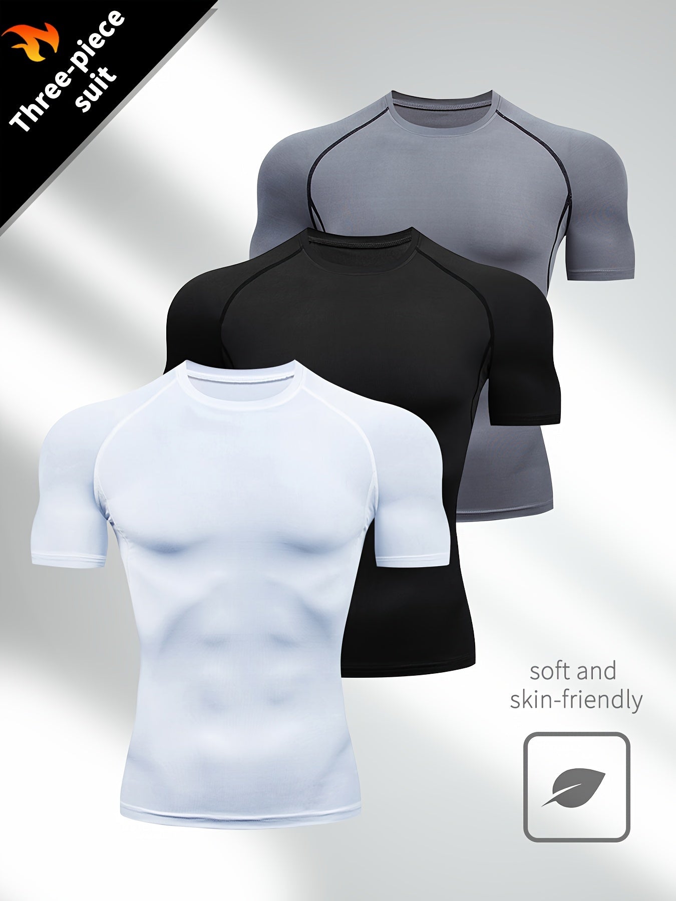 Men's Compression Shapewear Tops Short Sleeve Moisture-Wicking Fitness Workout Shirts