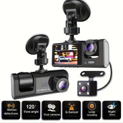 Автомобиллар учун 1080P Uch O'qli Dash Cam Infraqizil Night Vision Loop Recording Keng Burchakli Ko'rsatkich