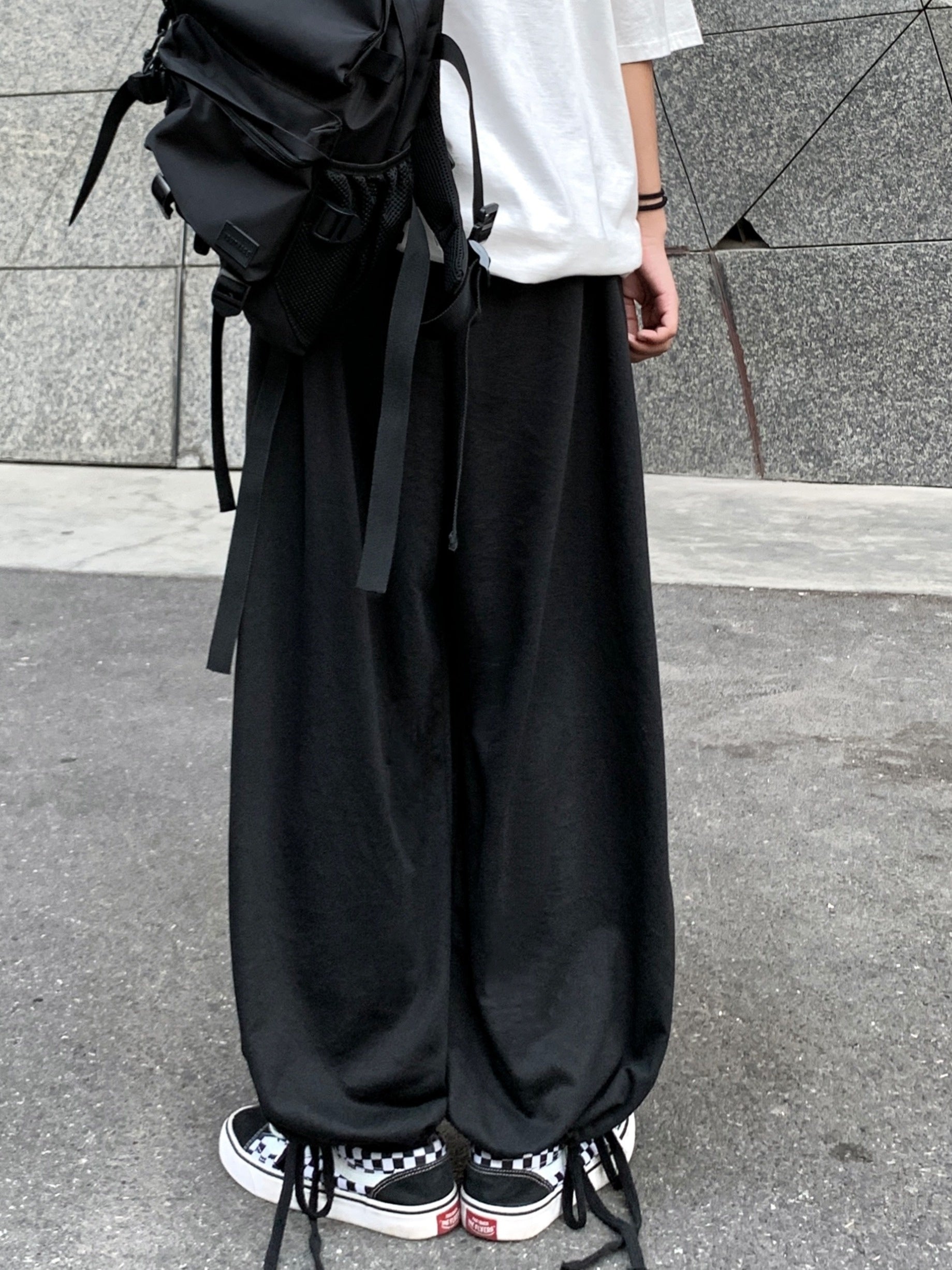 Women's Solid Polyester Baggy Drawstring Pants for Spring and Fall