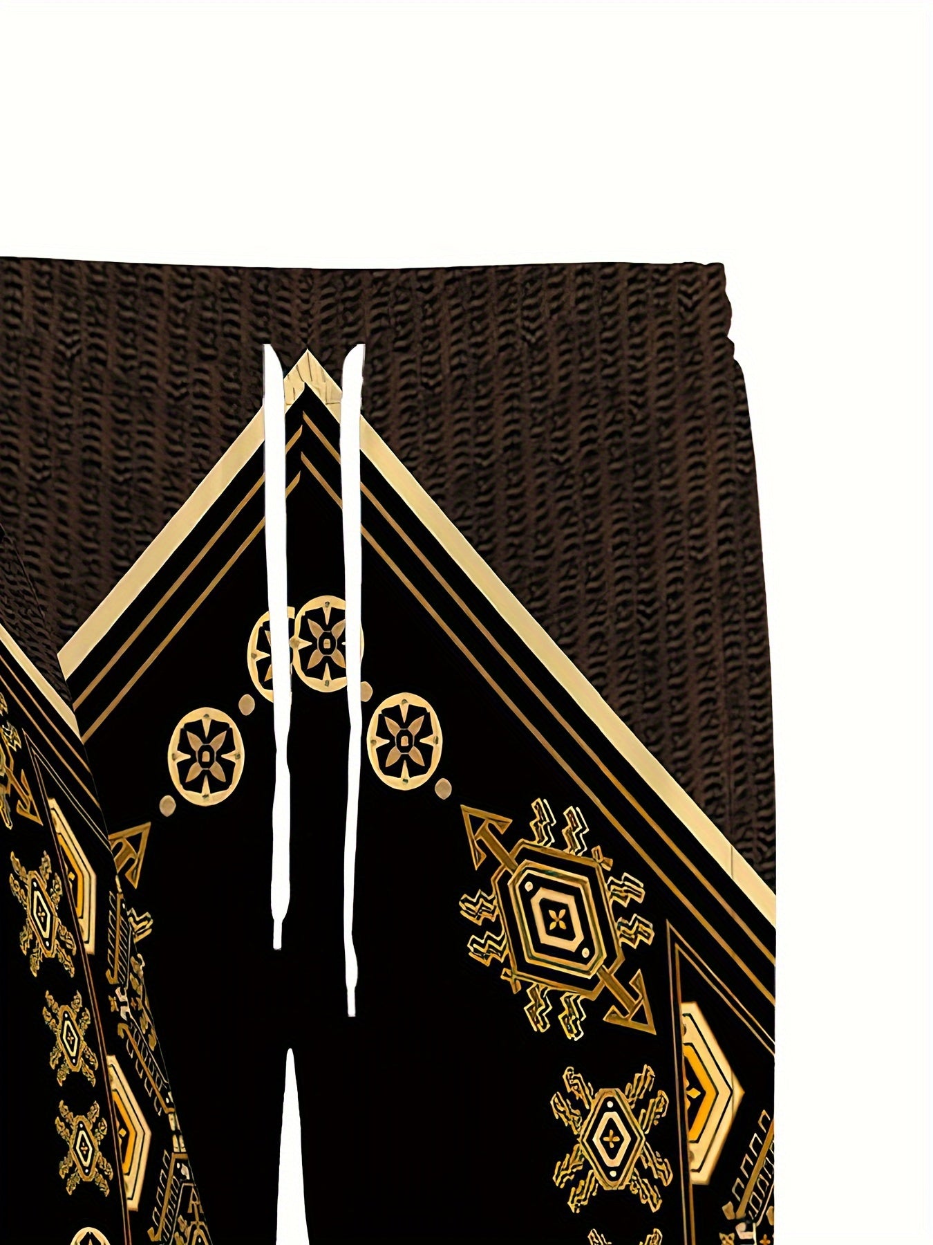 Men's Plus Size Sports Set Hoodie and Pants with Geometric Print Polyester Knit